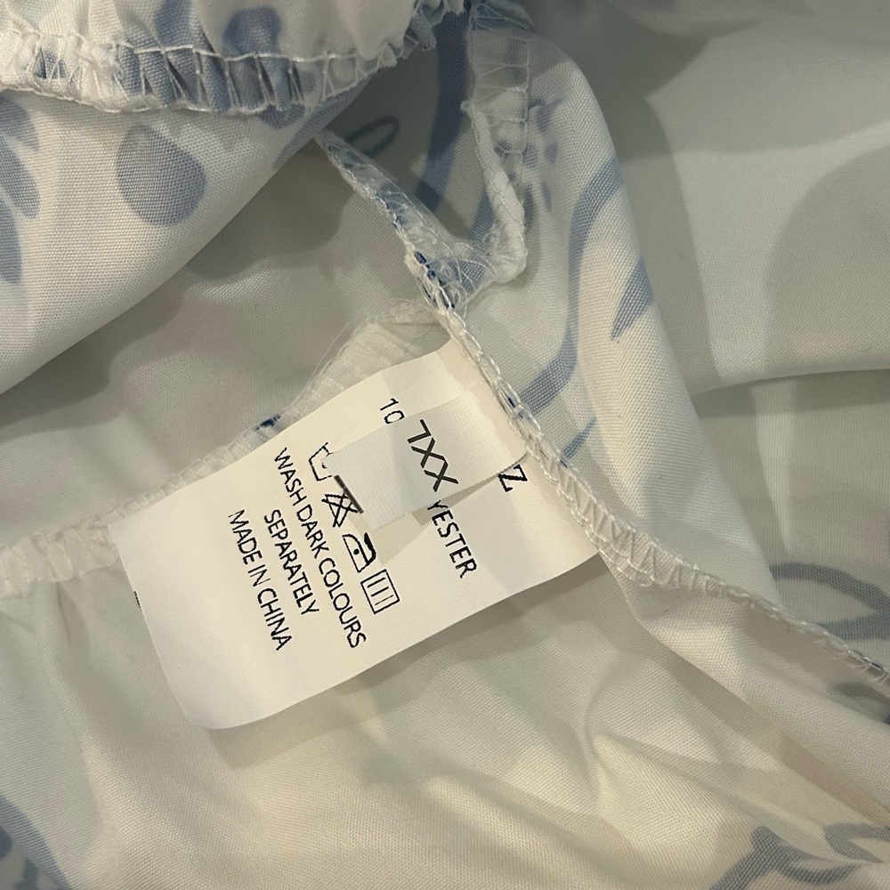 White and Blue Mediterranean Square-Neck Maxi Dress XXL - Picture 11 of 12